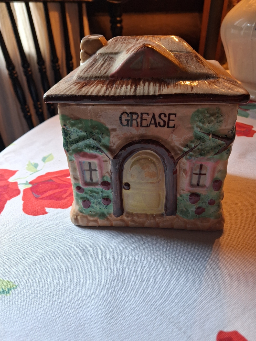 Vintage Grease Canister Ceramic Cottage Jar in Brown and Cream